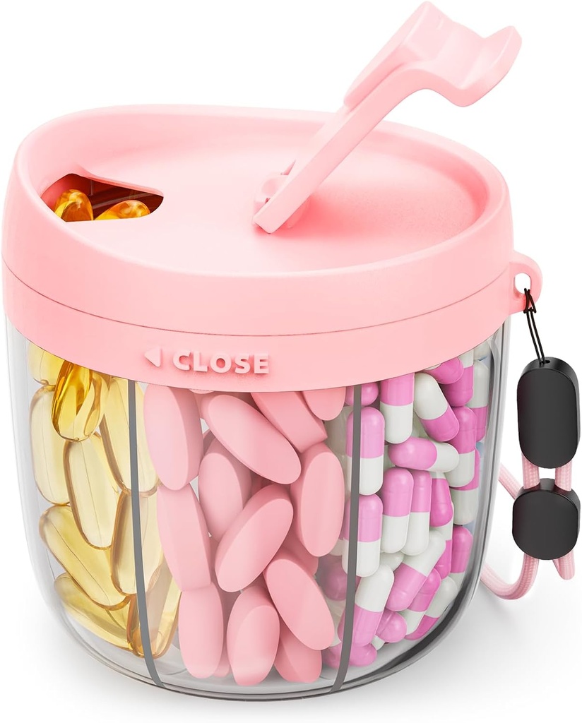 Sevimli Pill, 7 Büyük Karşılamalarla Devral Pill Şişe Easy Use, Anti-Mix Pill Organizer, Pink-Free Pill Konteyner, Pink