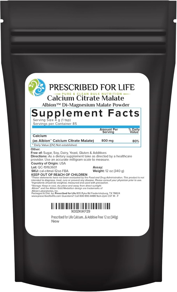 Lifeuba Citrate Malate, Pure Veganul Toz, Easy Abvitamin Formula, Non GMO, Filler & Katkı Ücretsiz (340g)