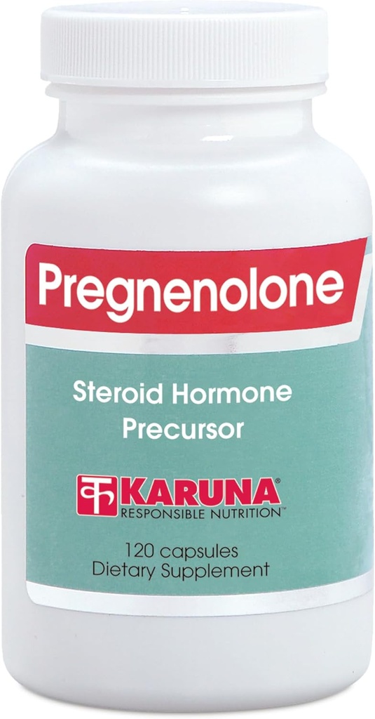 Karuna Pregnenolone 50 MG 120 Vejetaryen Capsules | No-GMO Precursor to All Other Steroid Hormonlar, östrojenler ve Korticosteroidler, Bilişsel Performans, Stres Yönetimi