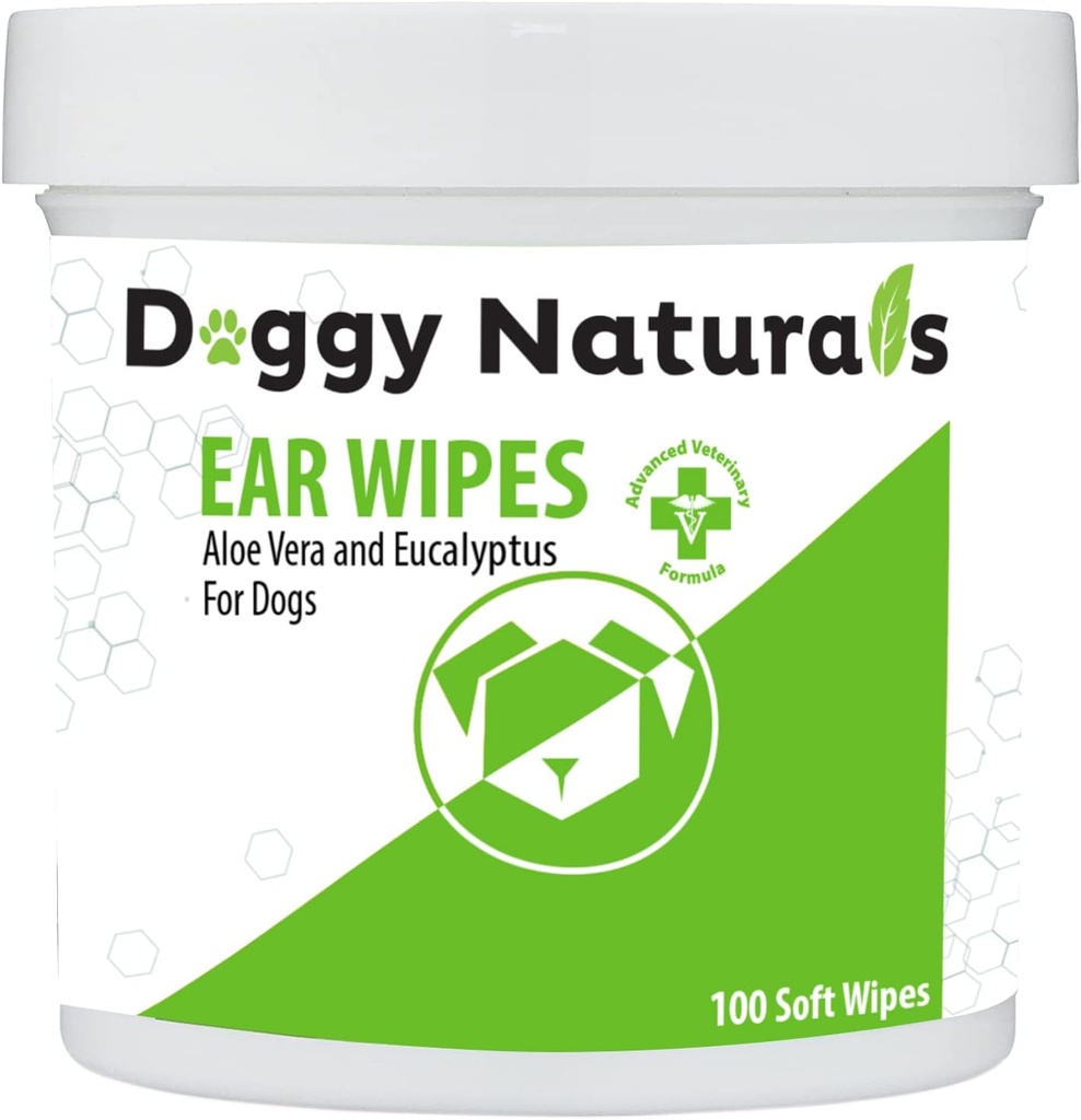 Dog Ear Clean Wipes with Aloe and Eucalyptus (100 Count) - Köpekler için Otic Cleanser (Made in U.S.A) (100ct Wipes with Aloe & Eucalyptus)