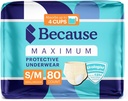 Çünkü Premium Maksimum Plus Yetişkin Incontinence ve Postpartum Kadınlar için Leak Underwear, En Az Absorbency, Single, Beige, Small/Medium, 80 Count (4 Packs of 20)