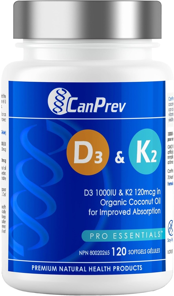 D3 & K2 Vitaminleri 120 Softgels, 120-Day Supply, 1000IU Vitamin D3 & 120 C2, Güçlü Bones, Diş ve Kalp Wellness, Easy-to-Absorb with Organic Coconut Oil, No GMO, Gluten, Soy,
