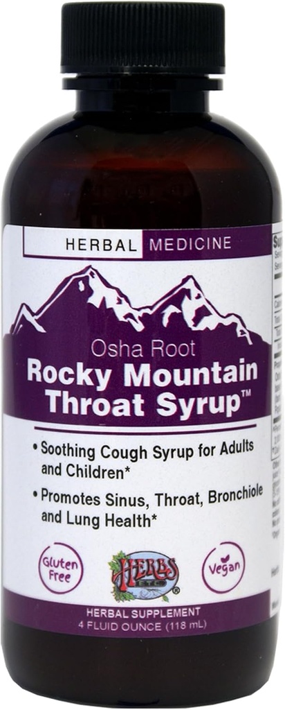 Herbs Etc. Rocky Mountain Throat Syrup - Destekler Throat Wellness - Soothing Lung Health Support - Supports Sinus, Throat, Bronchiole & Lung Health - Gluten-Free & Vegan - 4 fl ozz