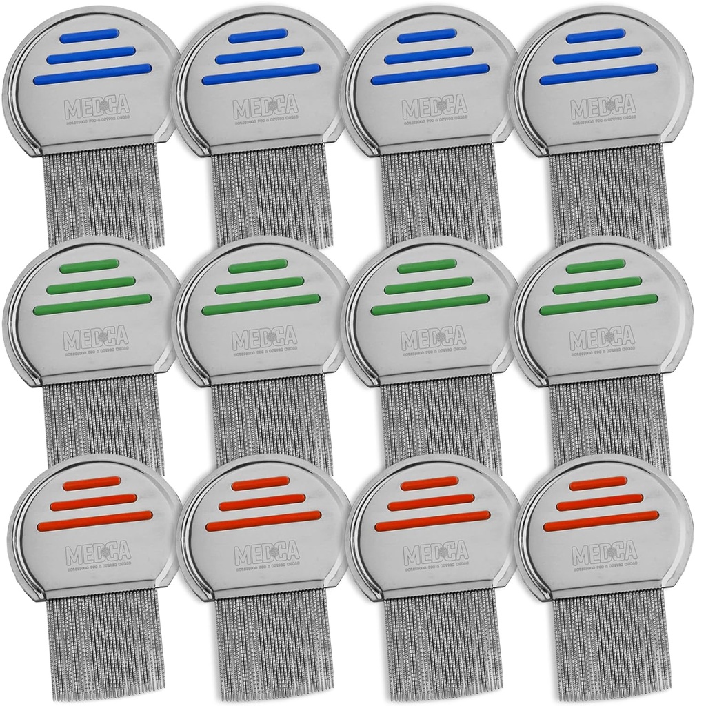 Ψείρες Comb - (Pack of 12) Head Lice Treatment που είναι μεμονωμένα συσκευασμένο Professional Ανοξείδωτο Ατσάλι Louse and Nit Combs Αφαιρεί τα αυγά με Στρογγυλοποιημένες Συμβουλές για Άνεση