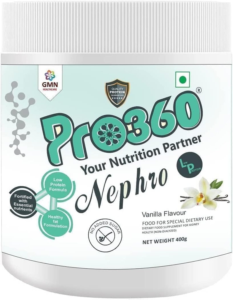 Neph.ro LP - Non-Diized Care Nutritional protein İçecek (Vanilla Flavour) Kidney/Renal Health için Özel Diyet Supplement, 400 Gm