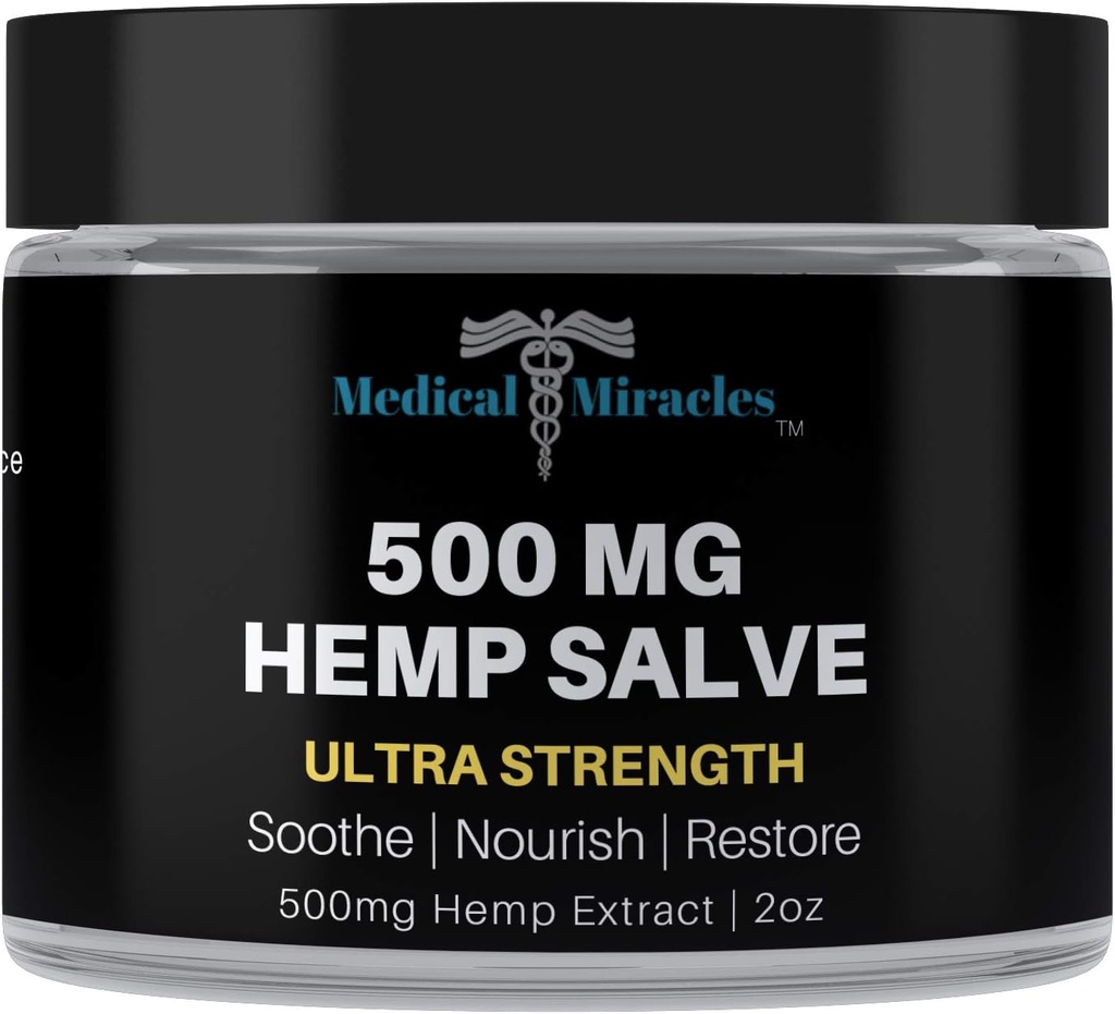 Ιατρικά θαύματα Hemp 500 Mg Ultra Strength Healing Salve Ιδανικό για HIPS, αρθρώσεις, λαιμό, πλάτη, αγκώνες, δάχτυλα, χέρια, και γόνατα Made in USA