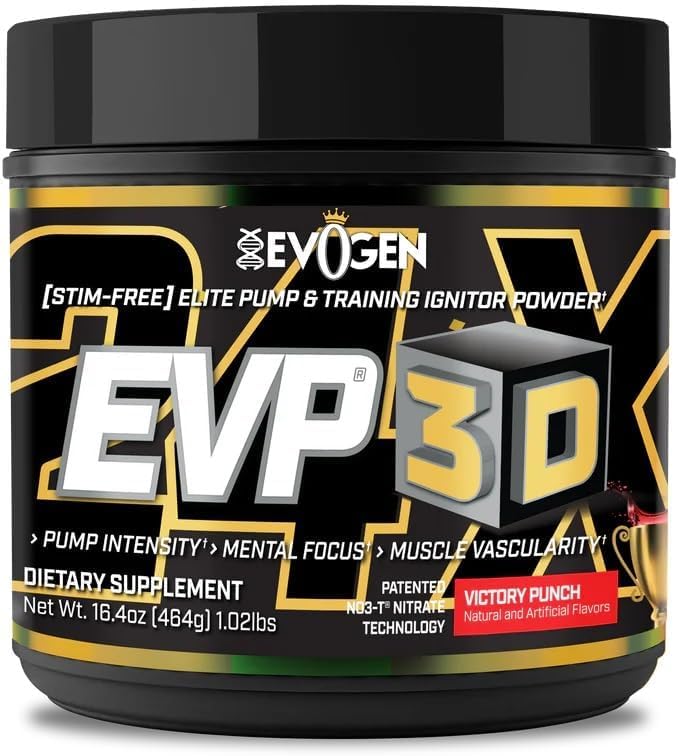 Evogen EVP 3D - Erkekler ve Kadınlar için Stim Free Pre Workout Toz | Sugar Free Non Stim Preworkout with Beta Alanine and Kretine for Energy & Pump | Victory Punch | 40 Servisler