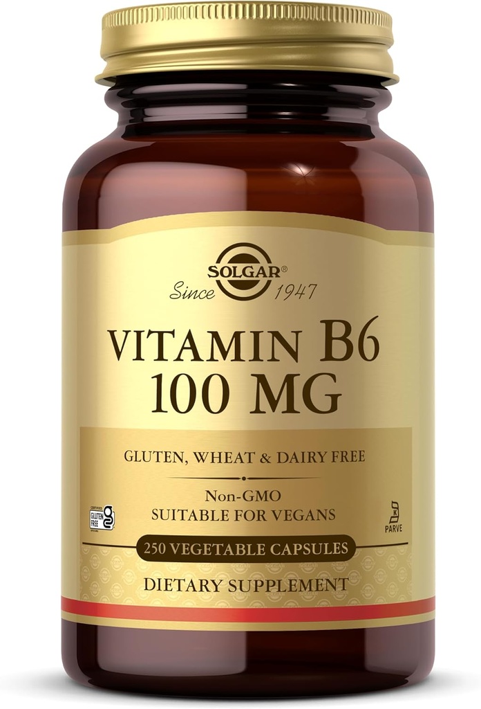 Solgar Vitamin B6 100 mg, 250 Sebze Kapsülleri