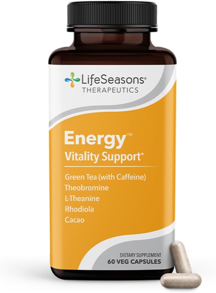LifeSeasons Energy - Vitality Support - Energy Booster for Physical and Cognitive Strength - No Jitters - Increases Stamina - Contains Green Tea and L-Theanine - 60 Count (Pack of 1)