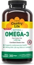 Ülke Life Omega-3 Fish Oil Supplement, 1000 mg, 180mg EPA & 120 mg DHA, Fish Oil Inter, Burpless, 300 Softgels, sertifikalı Gluten Free