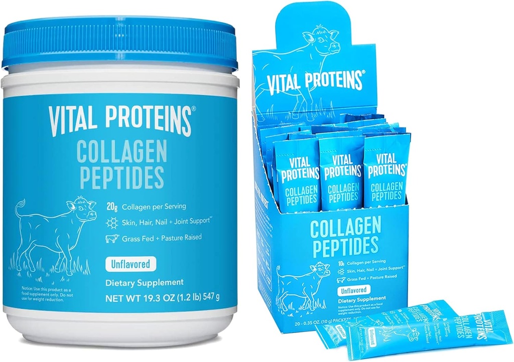 Vital Proteins Collagen Powder Toz Unflavored 19.3 OZ + 20 Kont Stick Pack