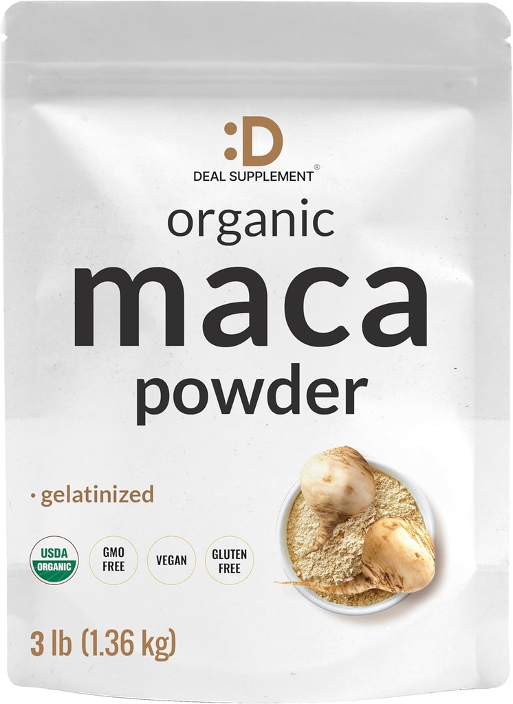 Organik Peruvian Maca Root Toz, 3lbs – Kolay Digested Gelatinized Form – Herbal Superfoods Supplement for Men & Women – Supports Immune & Energy Health - Non-GMOMO