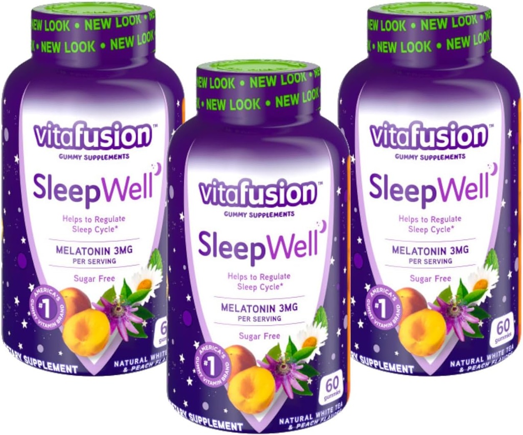Vitafüzyon Sleep Well Melatonin Gummies Sugar Free, 60 Her (3 Pack)