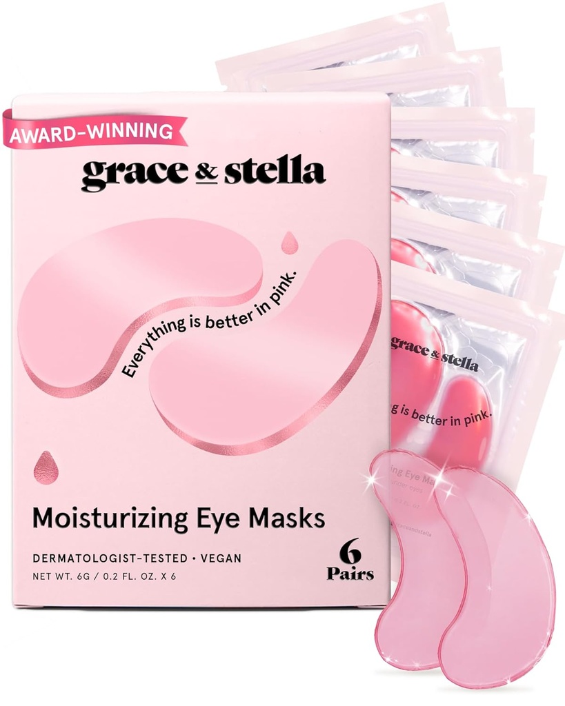 lütuf ve stella Ödülü Göz Maskesi altında - Dark Circles, Puffy Eyes, Undereye Bag, Wrinkles - Ron Cruelty-Free Self Care (Pink, 6 Pairs)
