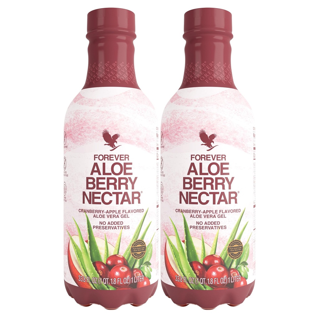 Sonsuz Yaşam - Aloe Berry Nectar - 90.7% Pure Aloe Vera Gel, Cranberries ve Apples - Hiçbir Preservatives - 1L (Pack of 2)