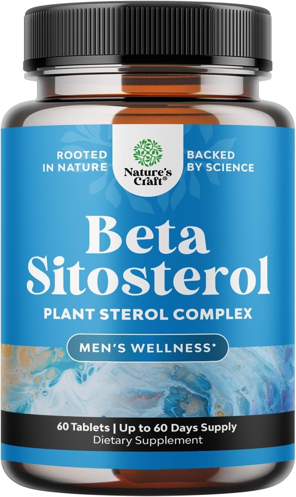Natures Craf Plant Sterols Complex με Βήτα Σιτοστερόλη - 500mg Βήτα-Σιτοστερόλη στερόλες και Stanols συμπλήρωμα για την υποστήριξη Prostate - Prostate Health Supplement for Men - 60 Tablets