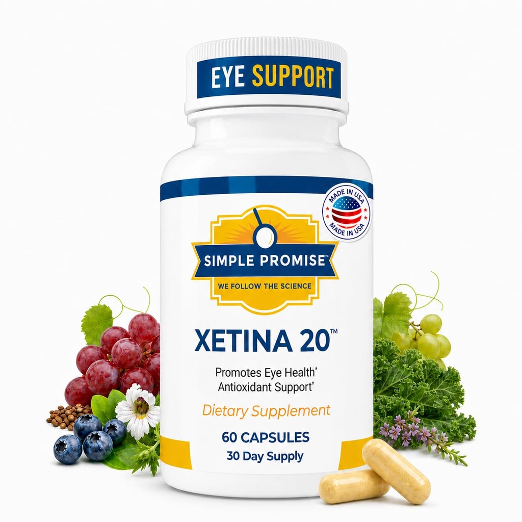 Basit Söz - Xetina 20TM Lutein ve Zeaxanthin Supplements - Eye Health for Eye Health with Vitamins E, Eyebright, çinko, Grape Seed Ekstraksiyon, Düsseldorf ve Bilberry - 60 Capsules