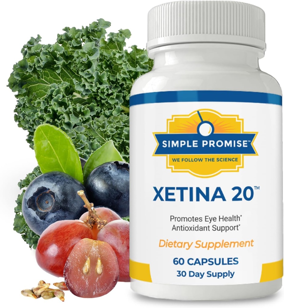 Basit Söz - Xetina 20TM Lutein ve Zeaxanthin Supplements - Eye Health for Eye Health with Vitamins E, Eyebright, çinko, Grape Seed Ekstraksiyon, Düsseldorf ve Bilberry - 60 Capsules