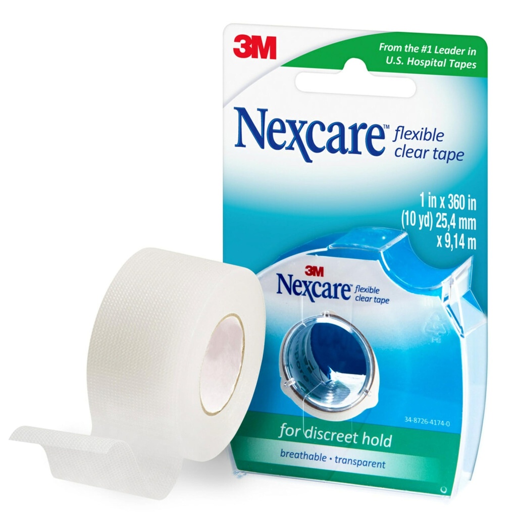 Nexcare Flex Clear Tape, Su geçirmez Bant, Güvenli Elbiseler ve Catheter Tubing - 1 x 10 Yds, 1 Roll of Tape