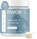 Favor Kretine ve Bovine Colostrum Toz - Kretine Monohidrat İnek Colostrum Supplement, High Immunoglobulin IgG, Strength, Muscle Recovery ve Gut Health for Men and Women, 45 Services, Unflavored