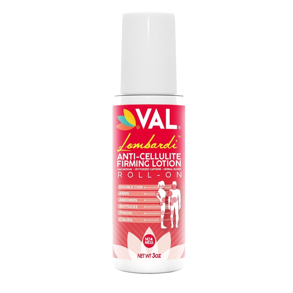 VAL Anti Hücre Şirketleri Roll-On | Caffeine + Magnezyum + Herbal Mix | Skin Darning & Detox for Legs, Arms, Chin | No-Mes Lotion for Women & Men | 3oz