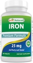 En İyi Doğallar Demir Supplement (Iron Bisglycinate) - 25mg - 180 Tablet - Stomach'nın Nazileri - Non-Constipating