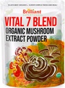 Ellie'nin En İyi 7 Mushroom Toz Taklitasyonu Organik 114 Yüksek Potency Double Extracted Cordyceps, Reishi, Türkiye Tail, Chaga, Lion's Mane - 4oz