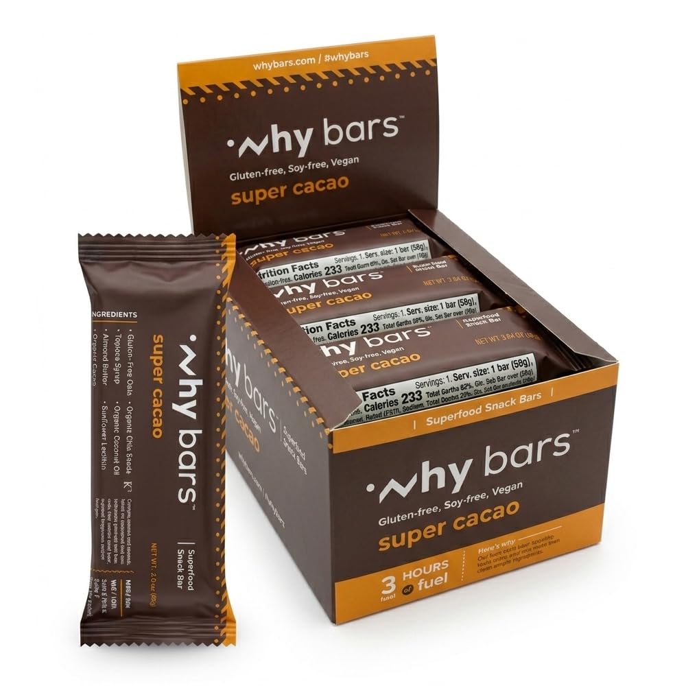 Protein Bars, Super Cacao, 2.04 Ounce Bars ( 12 protein Bars paketi) - Protein Bar Superfood, Gluten Ücretsiz, GMO, Organik, Vegan, Basit Malzemeler