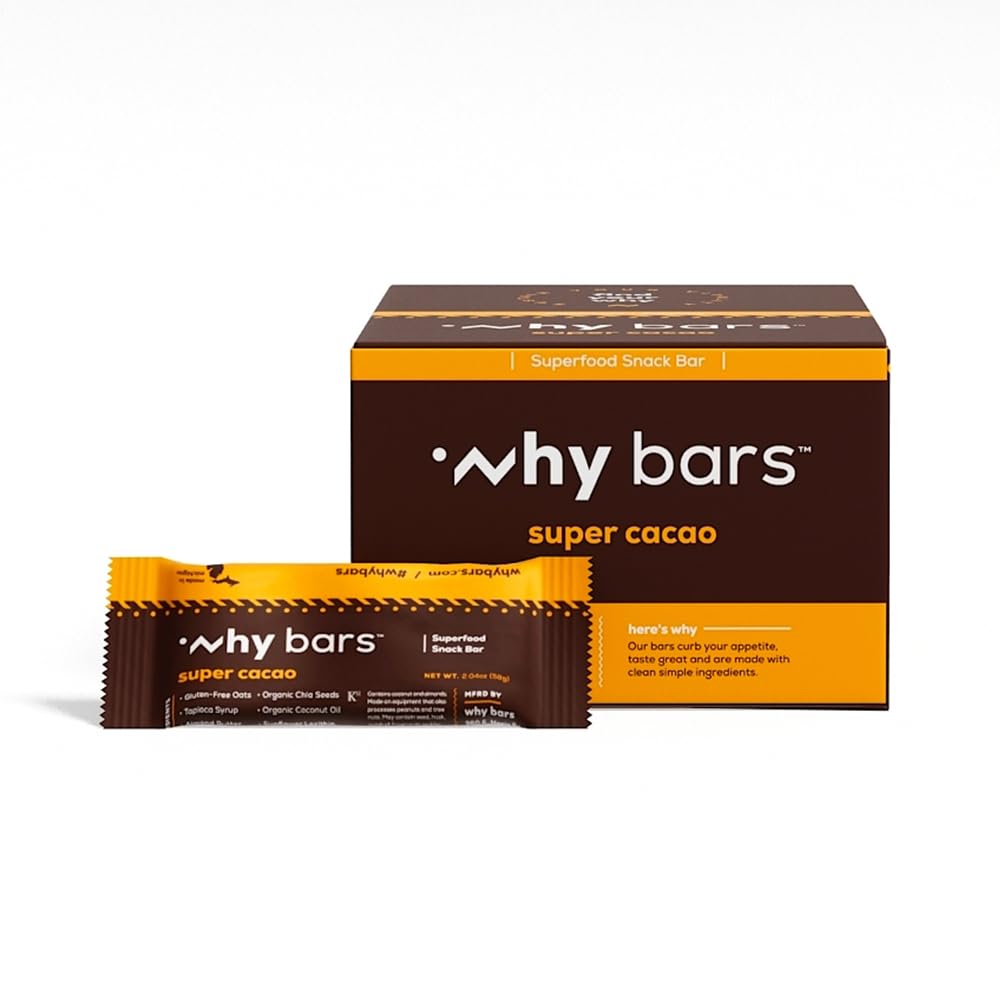 Protein Bars, Super Cacao, 2.04 Ounce Bars (Συσκευασία 12 Protein Bars) - Protein Bar Superfood, Χωρίς γλουτένη, Μη ΓΤΟ, Βιολογικό, Vegan, Απλό Συστατικά
