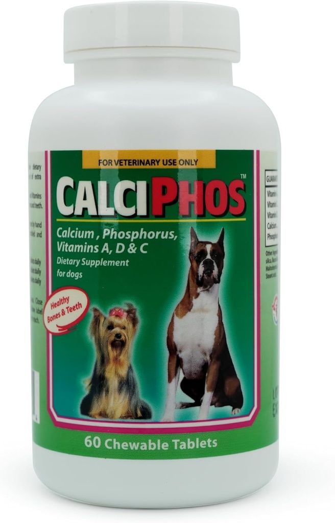 Calciphos Diyetary Supplement Tarafından Interfarma Corp | Cartilage Protection, Sağlıklı Bones & Dişler, Köpekler için Ortak Destek | Kalsiyum, Phosphorus, & Vitamin A, D &C | Beacon Flavor | 60 Tabletler.