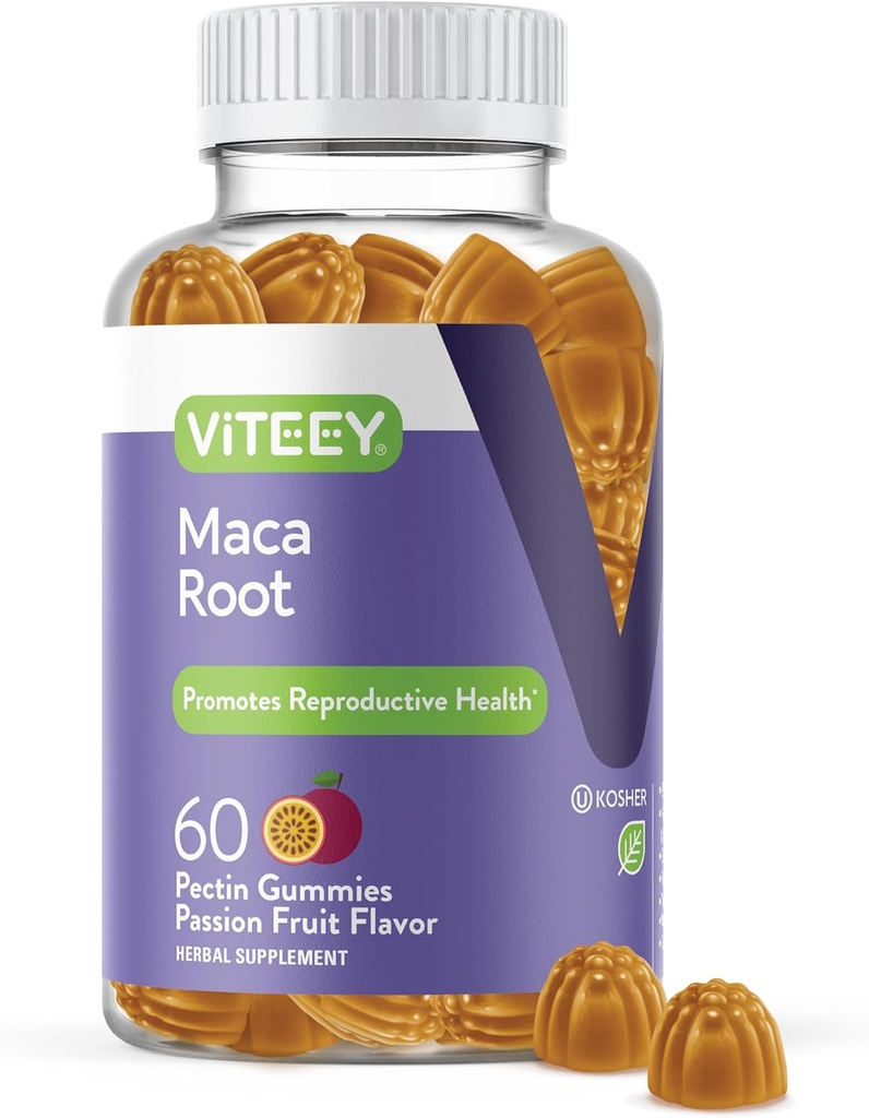 Viteey Black Maca Root Gummies - Drive, Passion & Energy Support - Siyah Maca Root for Men & Women - Vegan, Gluten Free - 60 Count