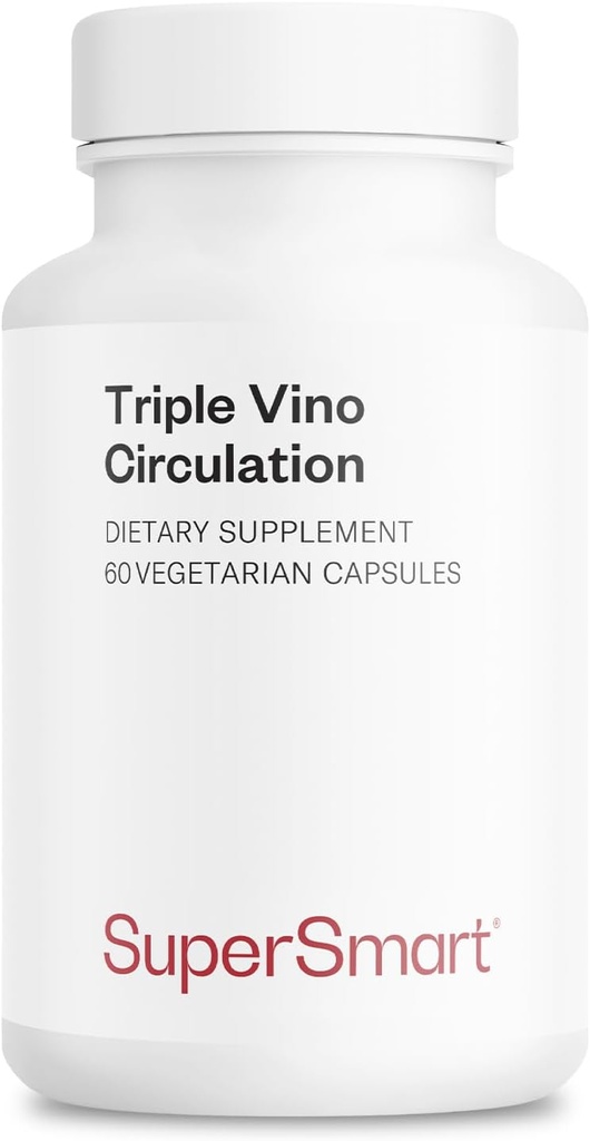 Supersmart - Triple Vino Circulation (High Potency) - 3in-1 Formula - Red Vine Leaf Extract - Grape Seed & Marc | Vegan & Gluten Free - 60 Veg Capsules