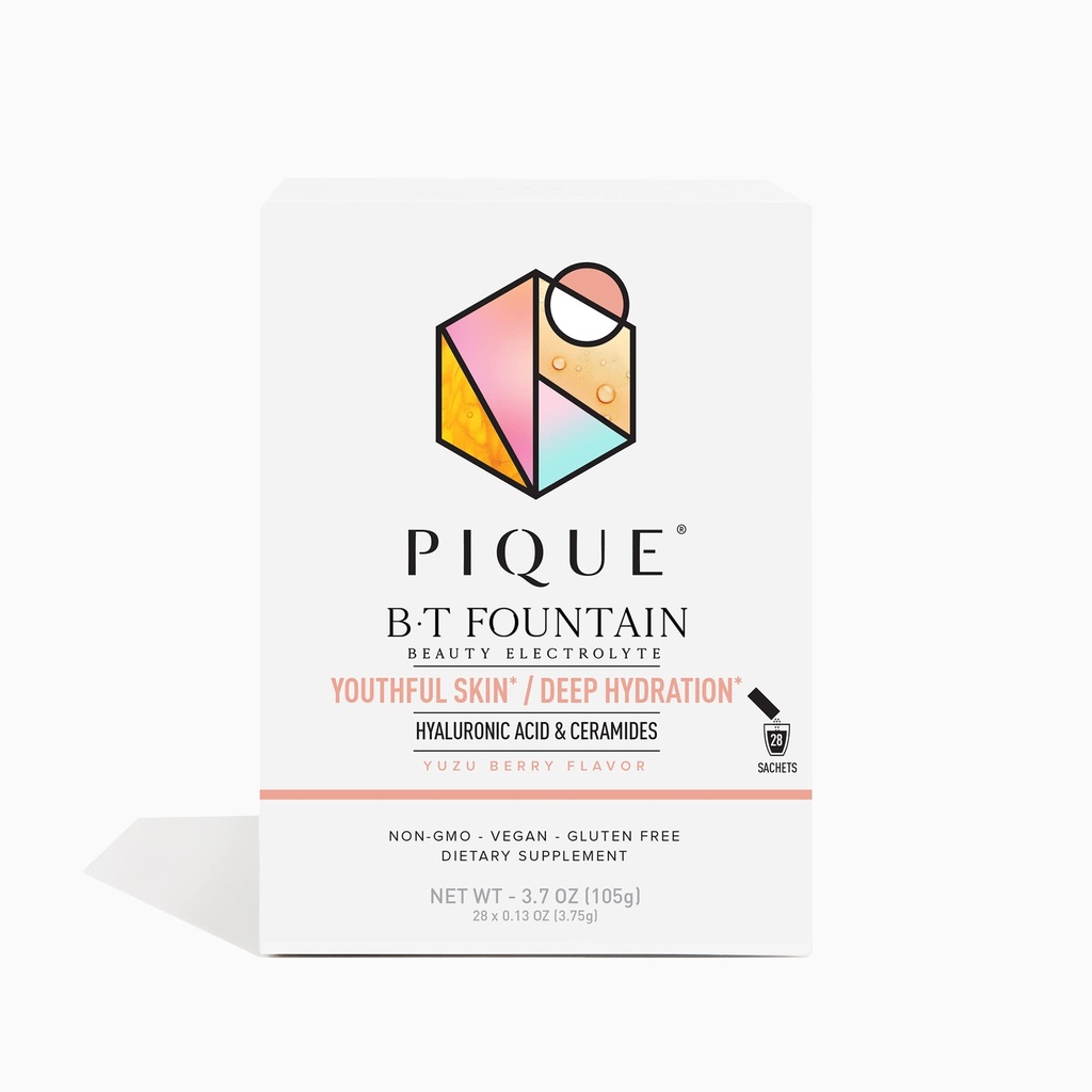 PIQUE BT Çeşme Güzellik Elektrolyte Toz - Hydration Toz Paketleri Hyaluronic Acid, Ceramids, Hydrated, Elastic Skin - No added Sugar - 28 Single Serve Sticks (Pack of 1)