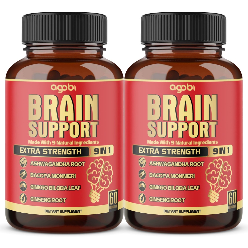 agobi 9in1 Beyin Desteği Tamam - 2 Packs 60 Konts Öhwagandha, Panax Ginseng, Gotu Kola, Ginkgo, Black Pepper & More - Truth, Focus, Memory & Energy Production Support Support