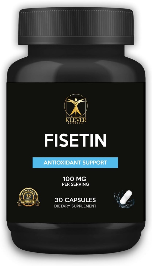 Klever Lifestyle | Fisetin | Bioflavonoid | Antioksi Supplement, Anti-Aging Effects, Skin Health, Metabolic Faydaları | 30 Capsules | 100 mg per Service