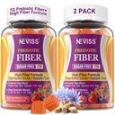 Psyllium Husk ile Yetişkinler için Fiber Gummies, 7G (Soluble + Inulin, FOS, Guar Gum, Daily Digestive Health, Regularity Support,Sugar Free,Pack of 2