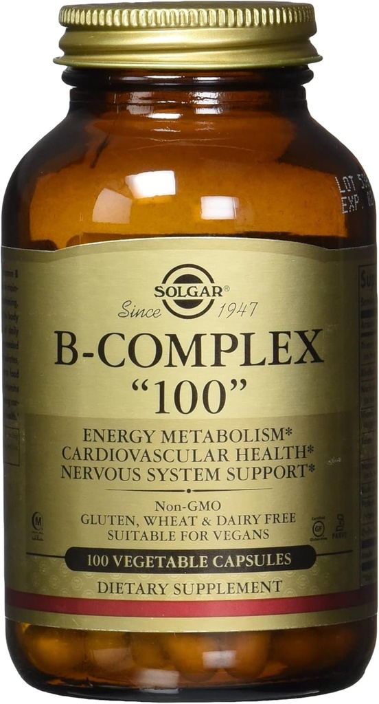 Solgar B-complex "100", 100 Sebze Kapsülleri - Kalp Sağlığı, 100 Kont (Pazar 12)