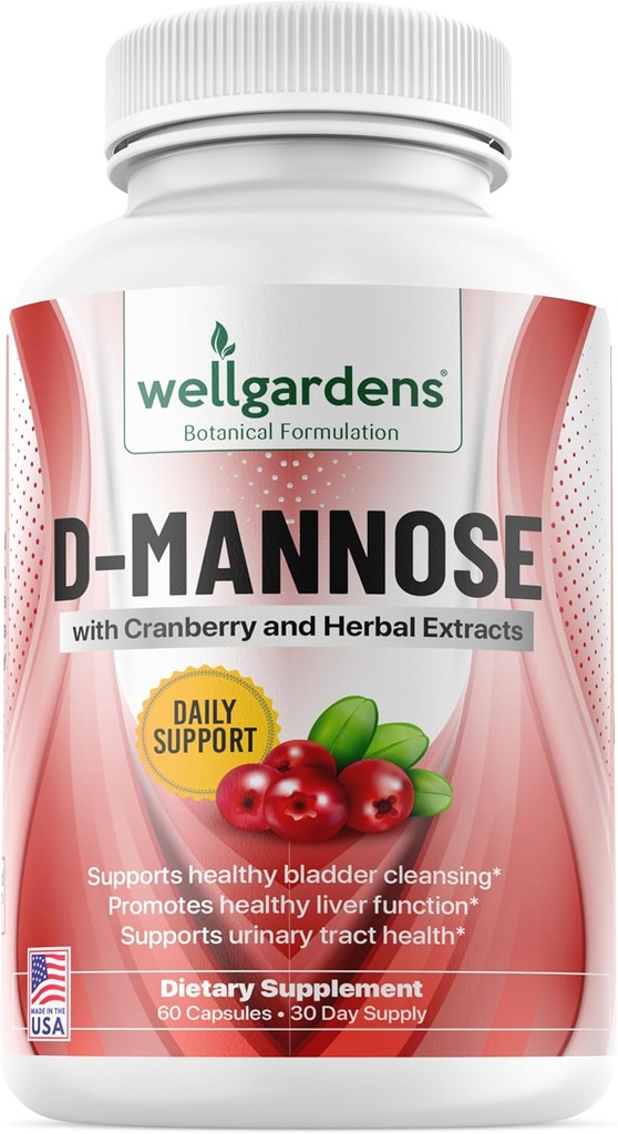Cranberry Extract ile% 100 Saf D-Mannose - Temiz İmurities, Natural Urinary Tract Health, Liver ve Bladder Support Capsules, Non-GMOMOMO