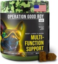 Operation Good Boy 10-in-1 Multivitamin Supplement for Dogs, Glucosamine, Probiotics, Omegas, Enzymes, & Vitamins – 90 Soft Treats, Natural Ingredients, Veteran Owned, Beef Flavored