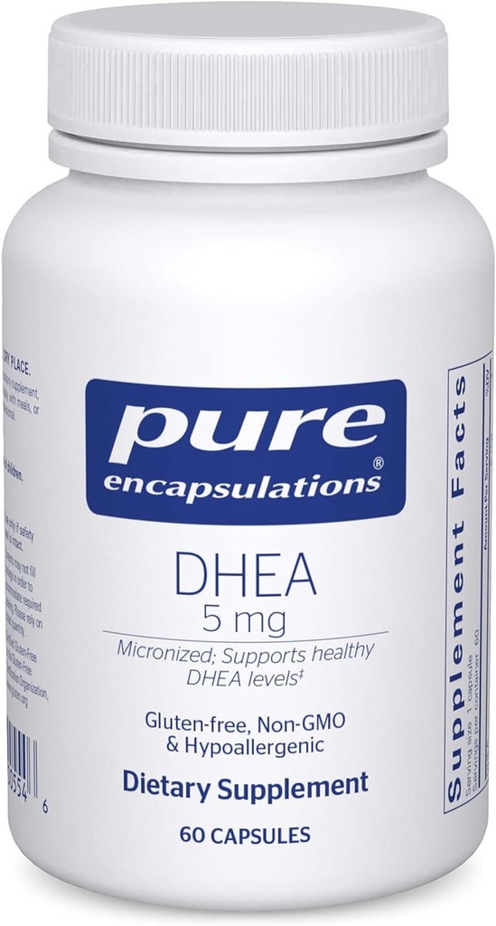 Pure Encapsulations DHEA 5 mg - Immune Support & Hormones Balance* - Micronized DHEA - Gluten Free & Vegan - 60 Capsules
