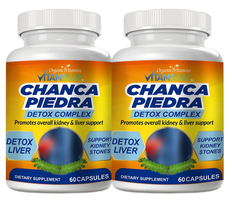 VITAMISAN 2 Chanca Piedra Stone Breaker 1000 mg Peruvian Gallstones Liver Kidney Support 120 Capsules Total 2 Şişes Flush Impurities Cleanse Supplement
