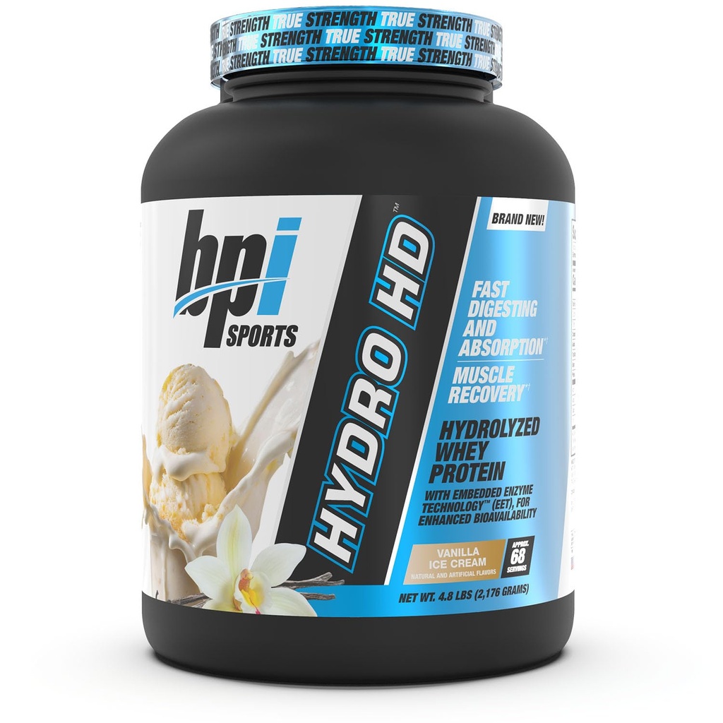 BPI Sports Hydro HD - 100% Hydrolyzed Whey protein Toz - Kas Büyüme, Kurtarma, 25g of Hydrolyzed Protein, Low Carb, Low Sugar, Fast Absorbing (68 Hizmet, Vanilla Buz Cream)