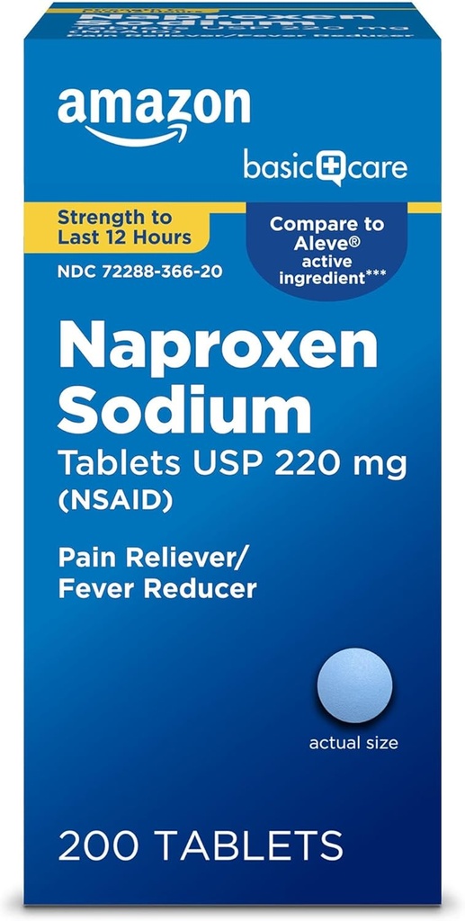   Basic Care Naproxen Sodium Tablets, 200 Count (Pack of 1) (Packaging may vary)