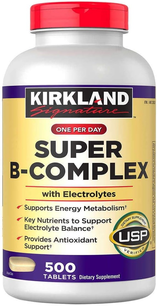 Kirkland Signature Super B- Complex με ηλεκτρολύτες, 500 δισκία (2 συσκευασία)