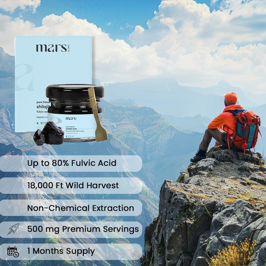 Mars Himalaya Organik Shilajit Giyim | Himalayalar | Destekler Vitality, Enerji & Genel Wellness | 15g | 1 Paket
