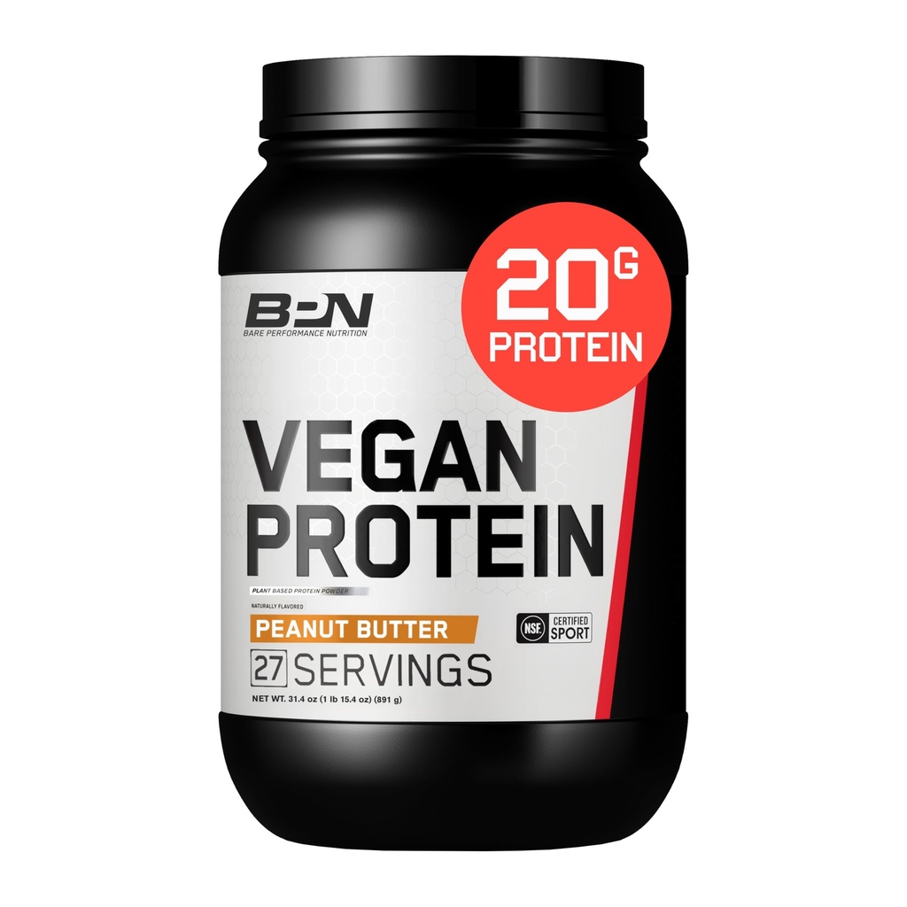BARE PERFORMANCE NUTRITION Vegan protein, Plant bazlı protein, Pea protein, Sumelon ve Gliser Protein, Doğal olarak Tatlılanmış ve Flavored (27 Hizmet, Peanut Butter Cookie)