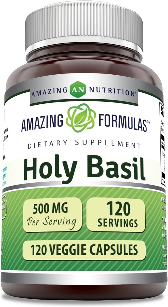 Amazing Formulas Holy Basil Extract 4:1 Supplement | 500 Mg Per | 120 Capsules | Non-GMO | Gluten Free | Made in USA