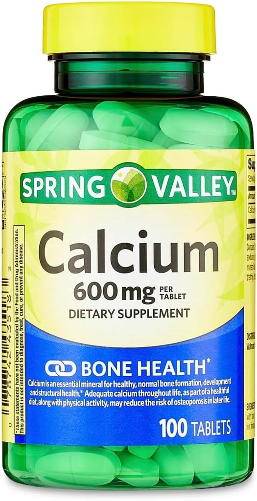 Spring Valley - Kalsiyum 600 mg (Pack of 2) 200 Toplam Kaplamalı Tabletler