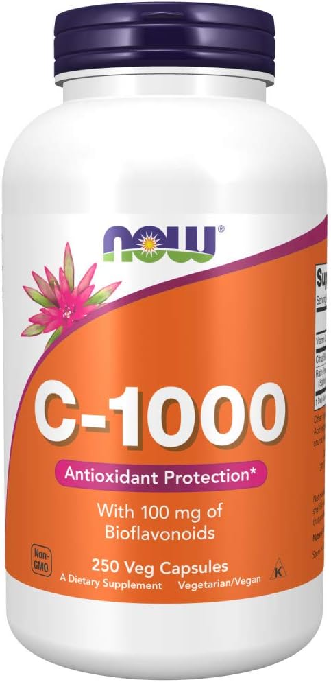Τώρα Συμπληρώματα, Βιταμίνη C-1.000 με 100 mg Bioflavonoids, Αντιοξειδωτική Προστασία *, 250 Κάψουλες Veg (πακέτο των 2)