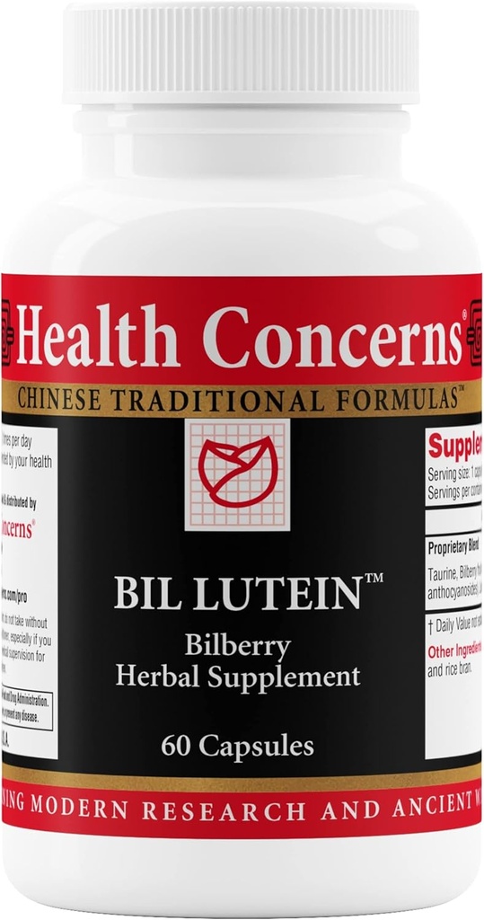 Ανησυχίες για την υγεία Bil Lutein – Υποστήριξη για την υγεία των ματιών και την όραση – Lutein, Bilberry & Taurine συμπλήρωμα – Αντιοξειδωτικά για την υγεία των αμφιβληστροειδών, νυχτερινή όραση, κυκλοφορία, & εκφύλιση των ωχρών – 60 κάψουλες